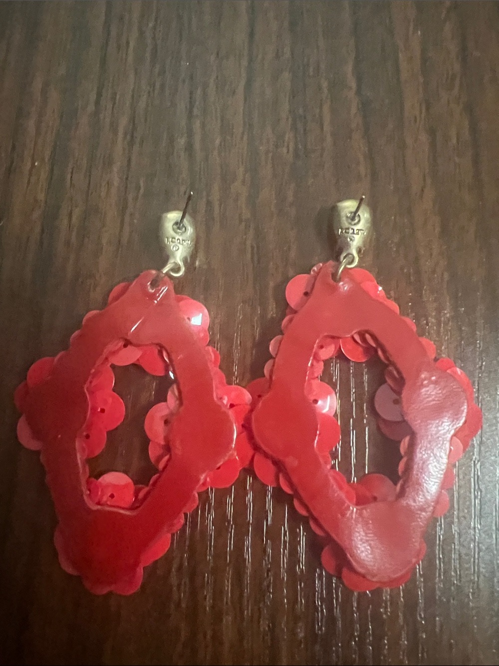 J Crew Red Floral Sequin Statement  Earrings - PRELOVED - Picture 5 of 8